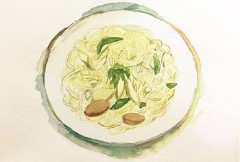 gorey cafe pasta illust